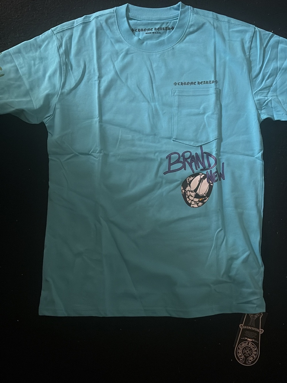 Chrome Men Light Blue Graphic Pocket T-Shirt